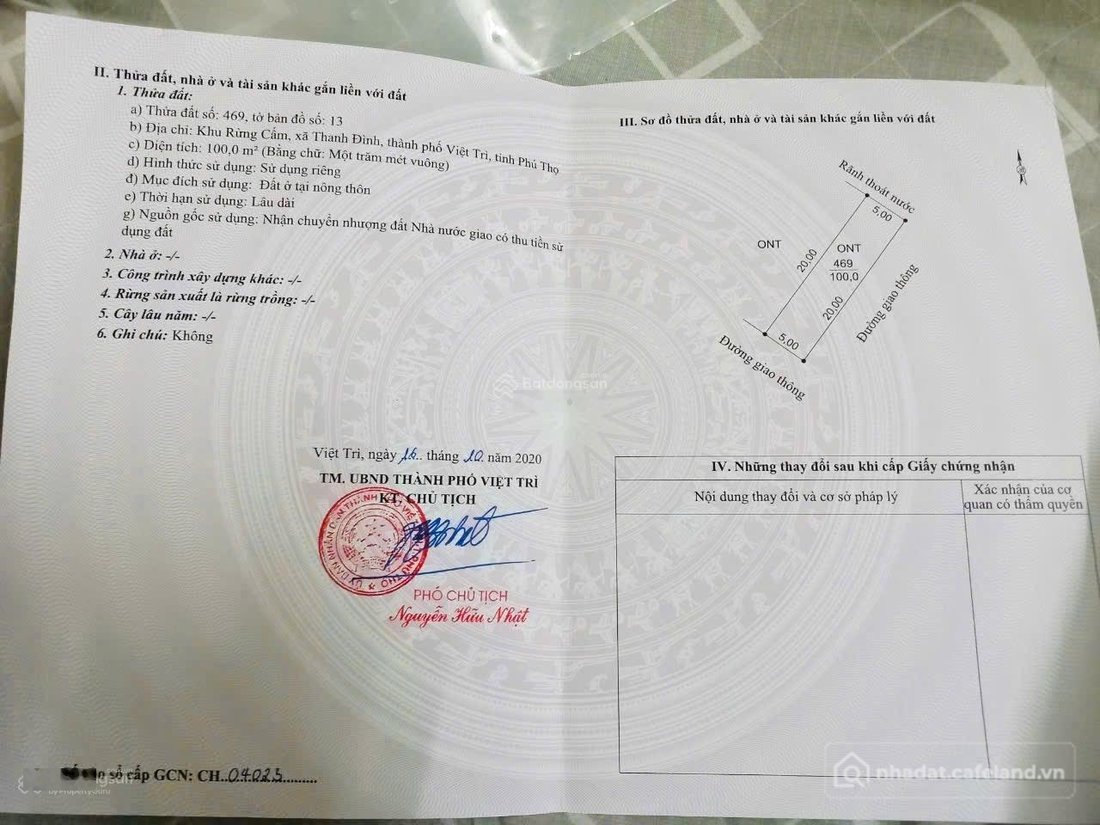 Bán đất thổ cư: Bán lô đất 2 mặt tiền Rừng Cấm, Xã Thanh Đình, giá 2,4 tỷ, 100m2