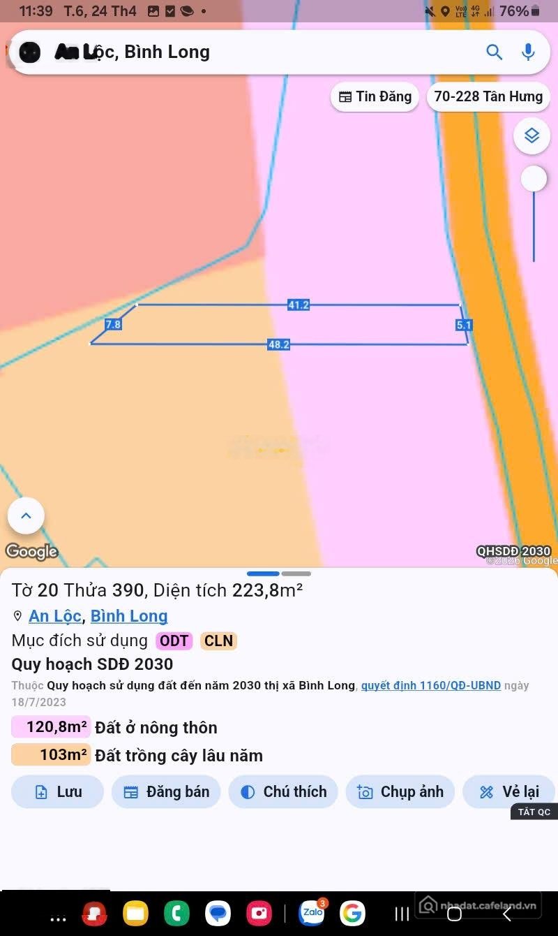 Bán đất thổ cư: Chính chủ cần bán gấp lô đất giá rẻ ngay xã thanh phú, thị xã bì