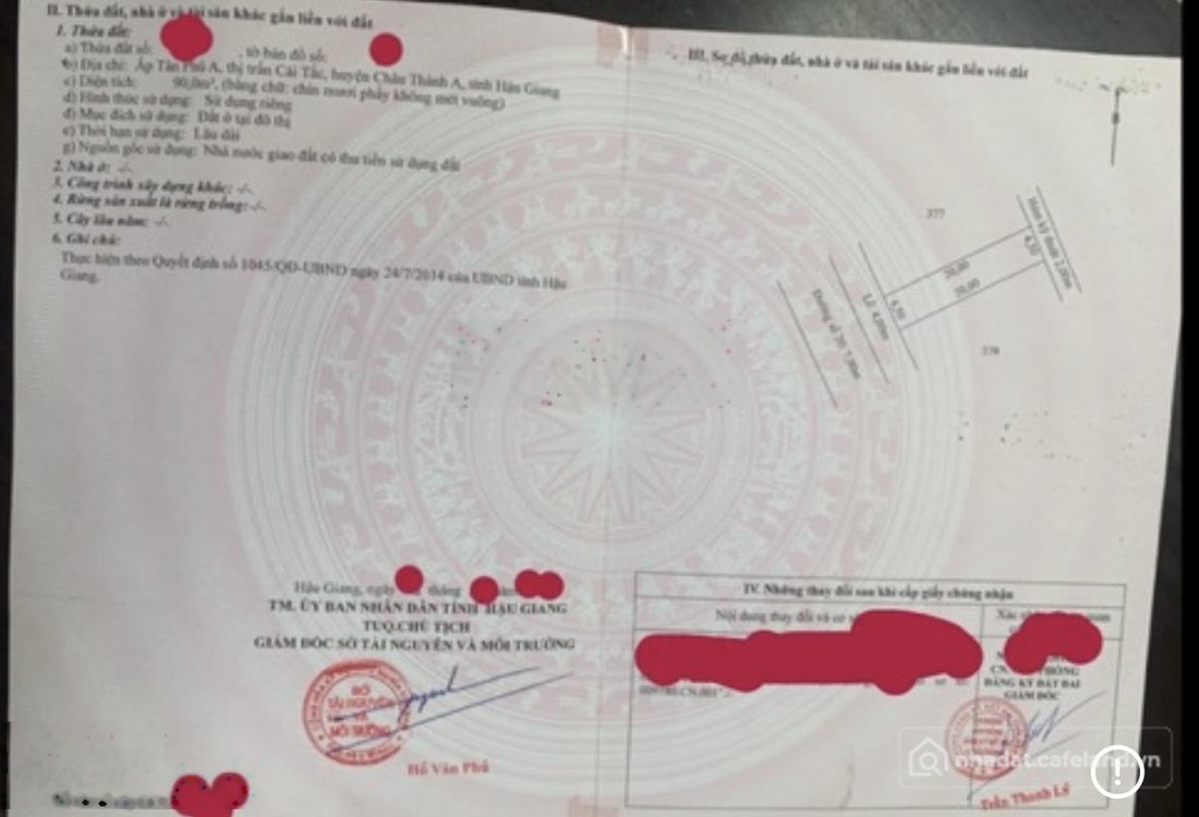 Bán đất thổ cư: Nền đẹp kdc gần khu công nghiệp tân phú thạnh & gần chợ chợ cái 