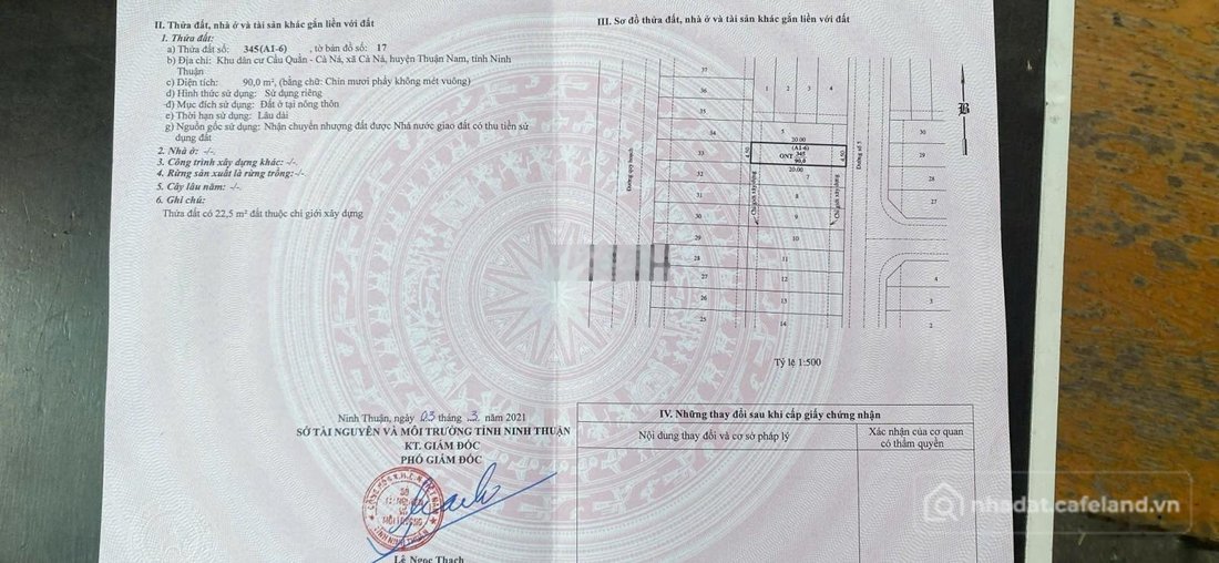 Bán đất thổ cư: Chính chủ cần bán gấp 2 lô đất LK giá đầu tư ngay xã Cà Ná, Thuậ