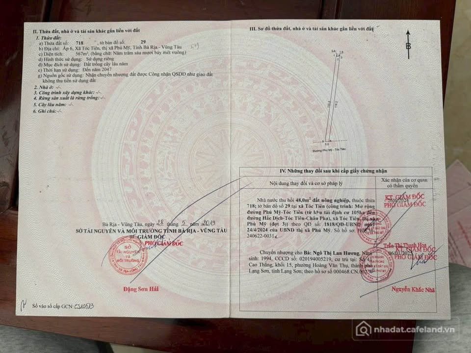 Bán đất thổ cư: Cần bán đất thuộc Ấp 6, Tóc Tiên, thành phố Hồ Chí Minh, giá 6.7