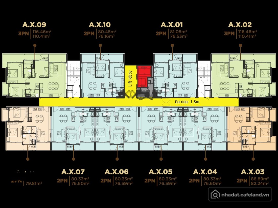 Bán căn hộ chung cư: Bán căn hộ FIato Uptown 2PN 2WC 80m² - tầng trung thoát mát