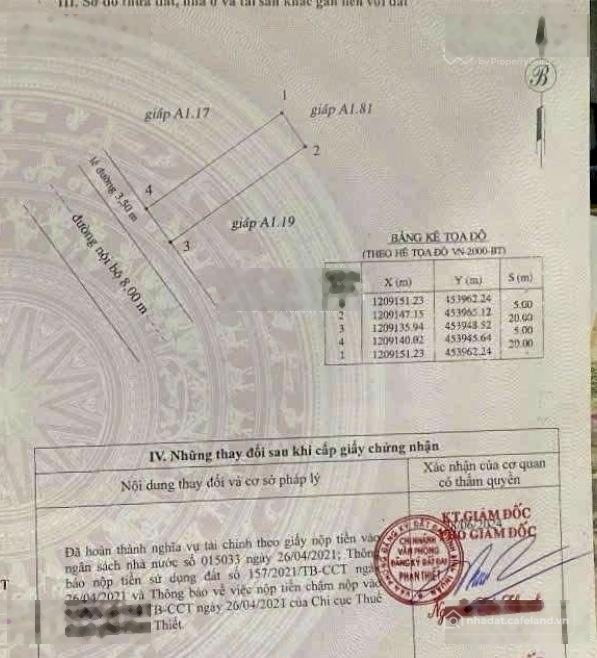 Bán đất thổ cư: Chính chủ cần bán lô đất thổ cư Phan Thiết 1 tỷ 7 (bank cho vay 
