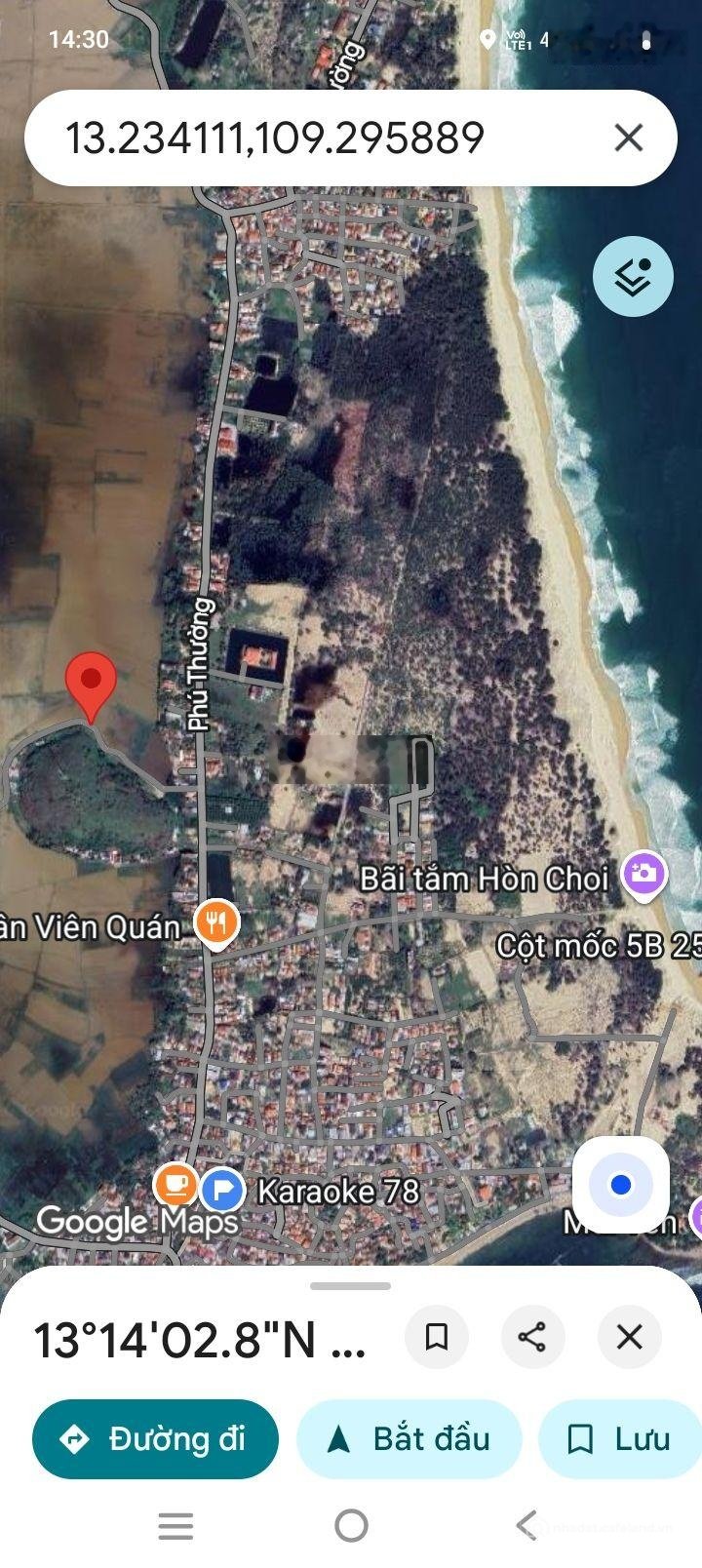 Bán đất thổ cư: Đất gần biển Hòn Choi, Tuy An - sổ sẵn có thổ cư - DT 1 lô: 225m
