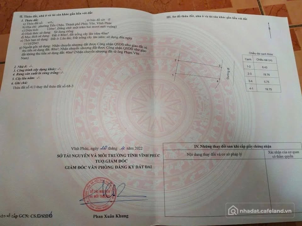 Bán đất thổ cư: Chào mừng quý vị đến với mảnh đất 120m2 tại Đạm Xuyên, Tiền Châu