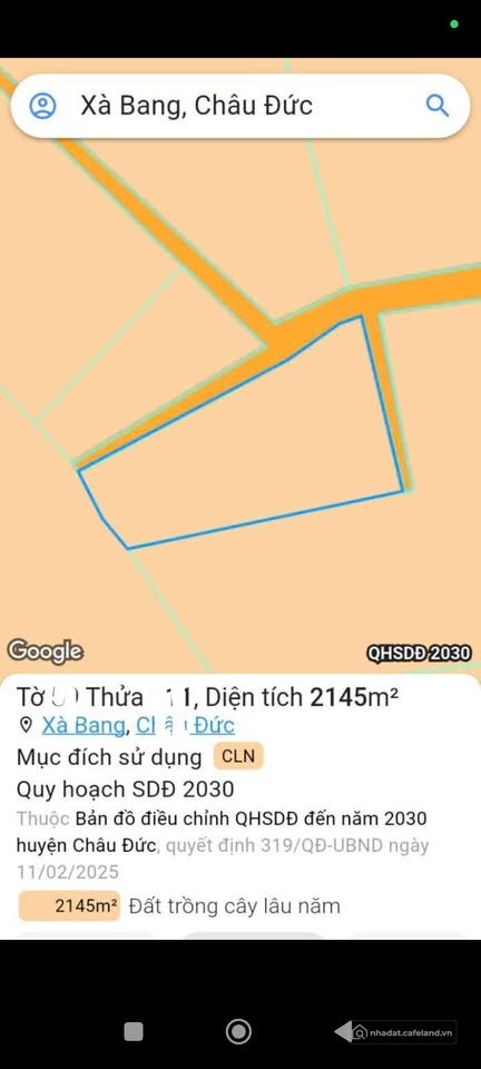 Bán đất thổ cư: Chủ gửi bán lô đất Xà Bang cực phẩm, diện tích 8000m2