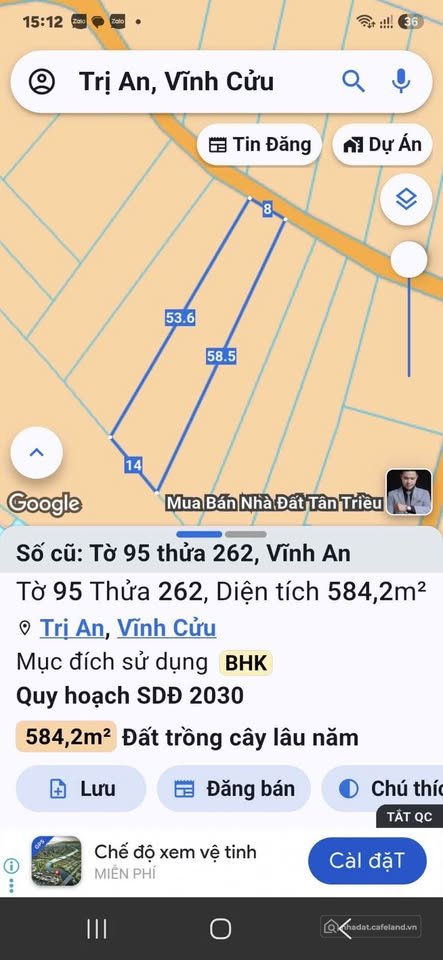 Bán đất thổ cư: Chính chủ cần bán đất – Thị Trấn Vĩnh An, Huyện Vĩnh Cửu, Đồng N