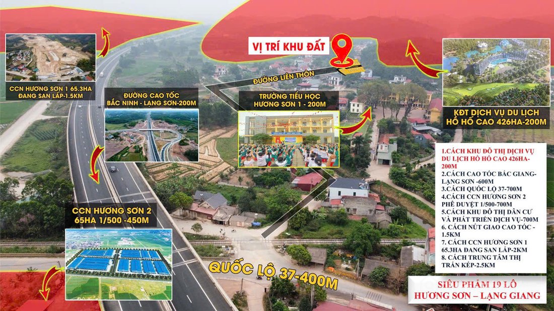 Bán đất thổ cư: SIÊU PHẨM 19 LÔ ĐẤT F0 HƯƠNG SƠN TỪ 4XX - SÁT KĐT HỒ HỐ CAO