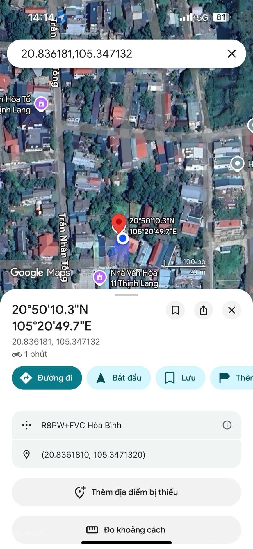 Bán đất thổ cư: Bán 341,4 m2 đất tại TD122, tổ 11, Thịnh Lang, Hòa Bình (nay là 