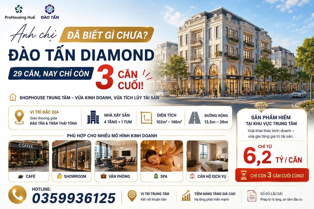 Bán nhà phố dự án: Đào Tấn Diamond chỉ còn 3 căn cuối