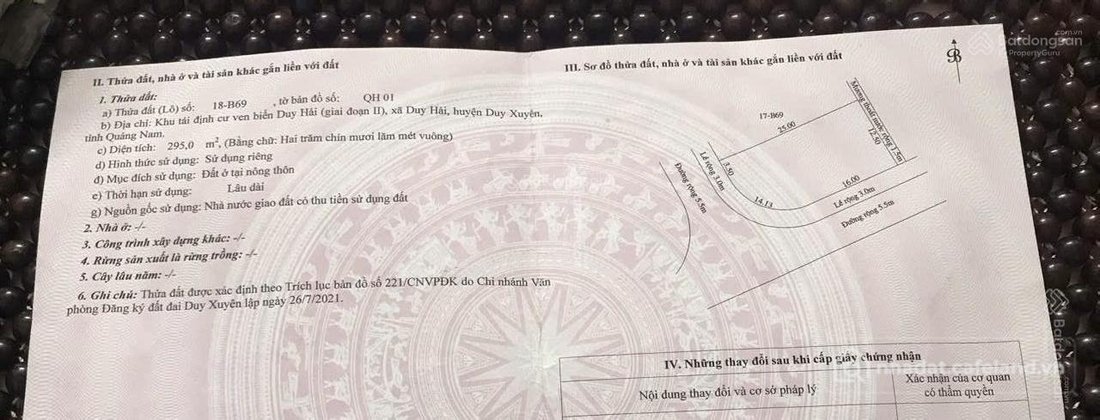 Bán đất thổ cư: Bán đất lô góc 2MT tại TDC Xã Duy Hải đối diện công viên, 21 tri