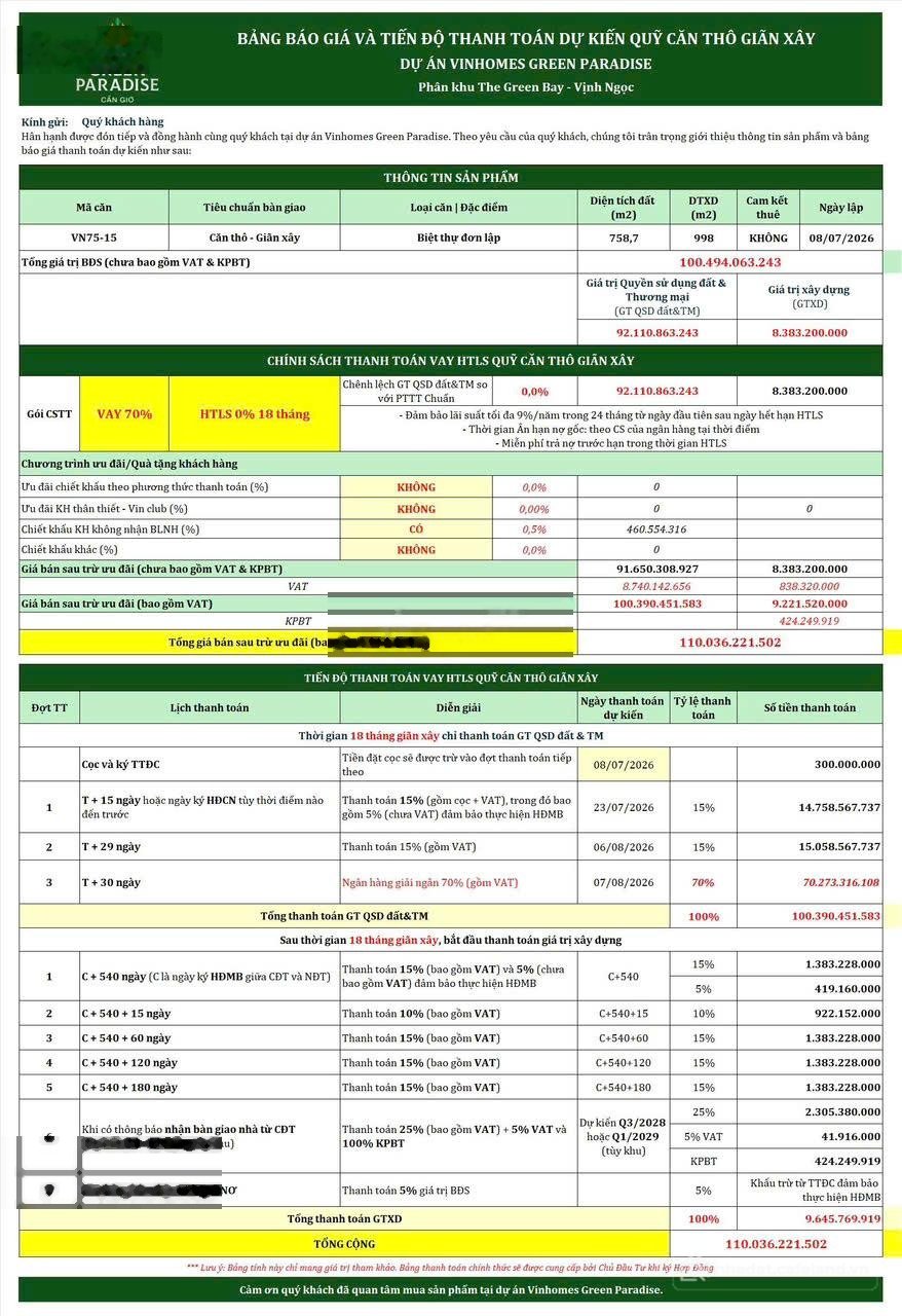 Bán biệt thự: Đẳng cấp giới thượng lưu biệt thự đơn lập ven vịnh VN75 - 15 The G