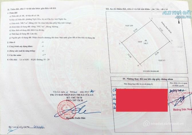 Bán đất thổ cư: Bán ô đất mặt đường Bình Minh Cửa Lò Vị trí đối diện khu vui chơ