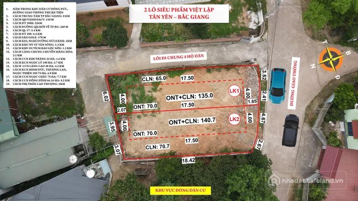 Bán đất thổ cư: 2 LÔ SIÊU PHẨM VIỆT LẬP - NẰM GIỮA CÁC CCN
