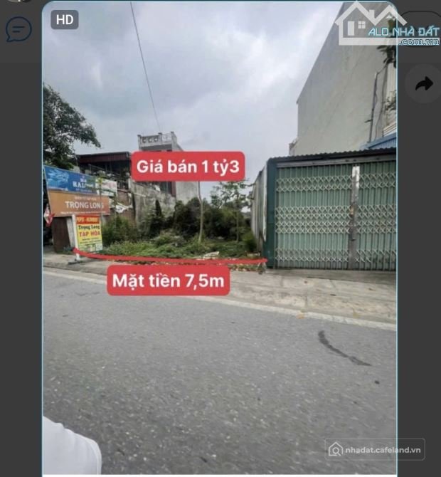 Bán đất thổ cư: 1,3 tỷ sở hữu ngay lô đất mặt tiền 7,5m – Khó tìm lô thứ hai.