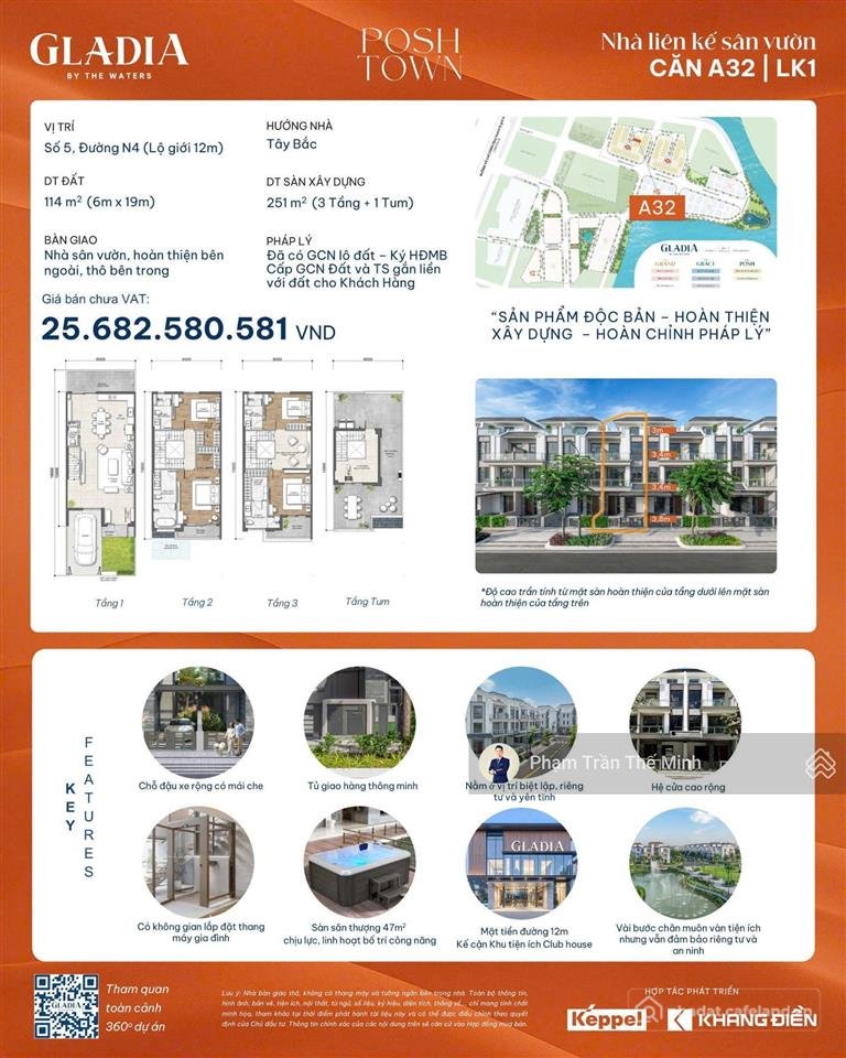 Bán nhà riêng: Sở hữu nhà phố liên kế vườn với mức giá 25,682 tỷ nằm trong khu đ