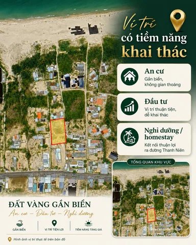 Bán đất thổ cư: Chính chủ bán đất 780m², 300m² thổ cư, gần biển Bình Hải – 4,2 t
