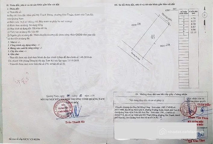 Bán nhà riêng: Bán Nhà riêng 77m2 có sẵn 74 m2 thổ cư giá 1.28 tỷ tại kiệt Đường