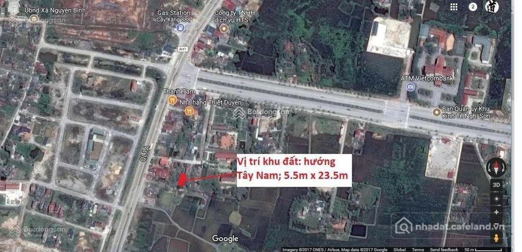 Bán đất thổ cư: Bán đất trúc lâm, nghi sơn 129m2 cách ql1a 100m, đường 8m, sổ đỏ