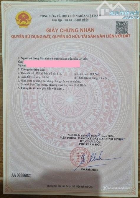 Bán nhà riêng: Bán Nhà 3 Tầng – Cách Phố Cổ Hoa Lư Chỉ 100m - Vị Trí Đẹp, Tiềm N