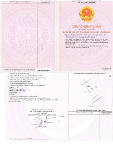 Bán đất thổ cư: BÁN ĐẤT PHƯỜNG LÊ LỢI, TP.VINH - DT 121M2 VÀ 364M2 – SHR - GIÁ C