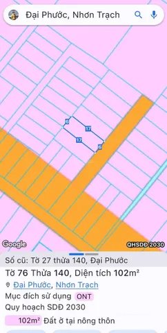 Bán đất thổ cư: Bán Đất 102m2 có sẵn 102 m2 thổ cư giá 2.8 tỷ tại Đường Lý Thái 