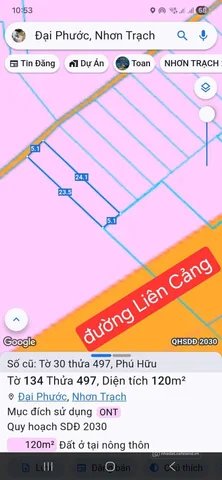 Bán đất thổ cư: Bán Đất 120m2 có sẵn 120 m2 thổ cư giá 2.4 tỷ tại hẻm Đường Phan