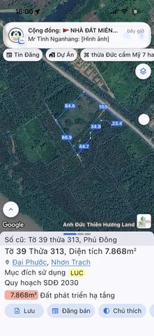 Bán đất thổ cư: Bán Đất 126000m2 giá 441 tỷ tại Xã Phú Đông Huyện Nhơn Trạch Đồn