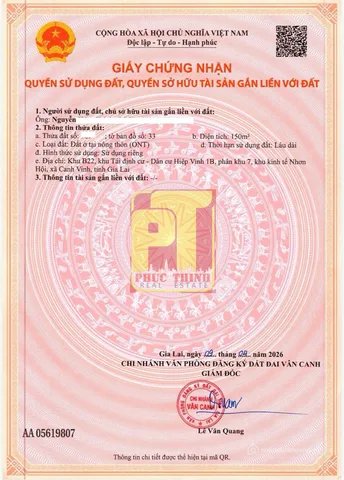 Bán đất thổ cư: Bán Đất Vsip Bình Định 150m2 có sẵn 150 m2 thổ cư giá 680 triệu,