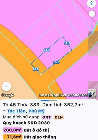 Bán đất thổ cư: Bán Đất 251m2 có sẵn 60 m2 thổ cư giá 3.3 tỷ tại Xã Tóc Tiên Thà