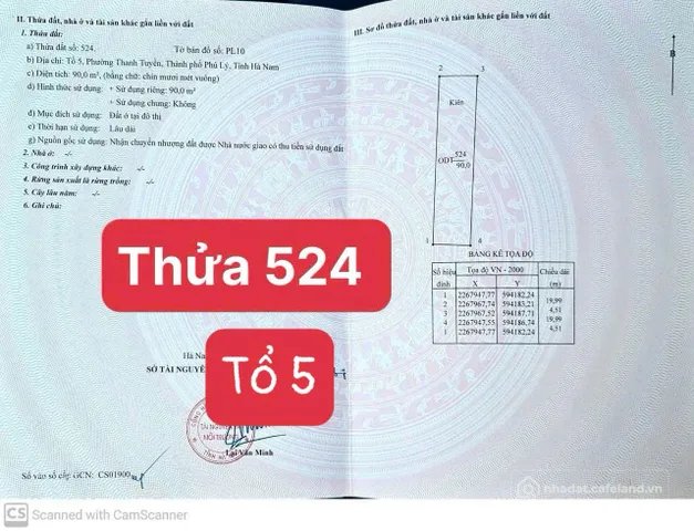 Bán đất thổ cư: 1t770 Cần bán lô đất Tổ 5 - P. Thanh Tuyền - TP. Phủ Lý - Hà Nam