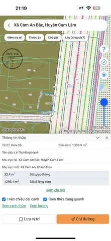 Bán đất thổ cư: HIỀN LƯƠNG – CAM AN – 1.330 M² – GIÁ CHỈ 550 TRIỆU/SÀO