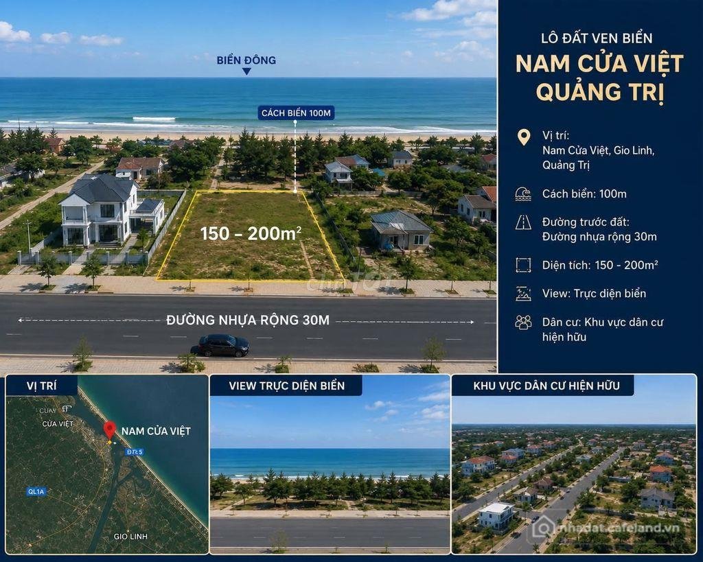 Bán đất thổ cư: GIA ĐÌNH CẦN BÁN LÔ ĐẤT NẰM GIỮA QUẢNG TRƯỜNG BIỂN NAM CỬA VIỆT