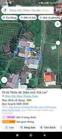 Bán đất thổ cư: Bán Đất 328m2 giá 950 triệu tại Xã Hàm Mỹ Huyện Hàm Thuận Nam Bì