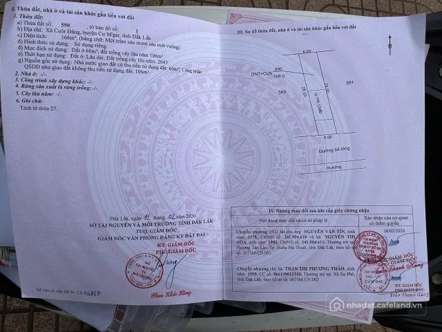 Bán đất thổ cư: ĐẤT CUOR ĐĂNG – GIÁ CHỈ 960 TRIỆU 