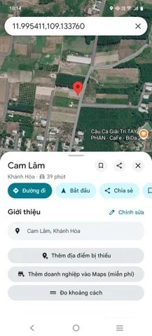 Bán đất thổ cư: Bán Đất 500m2 giá 1 tỷ tại Xã Cam An Nam Huyện Cam Lâm Khánh Hòa