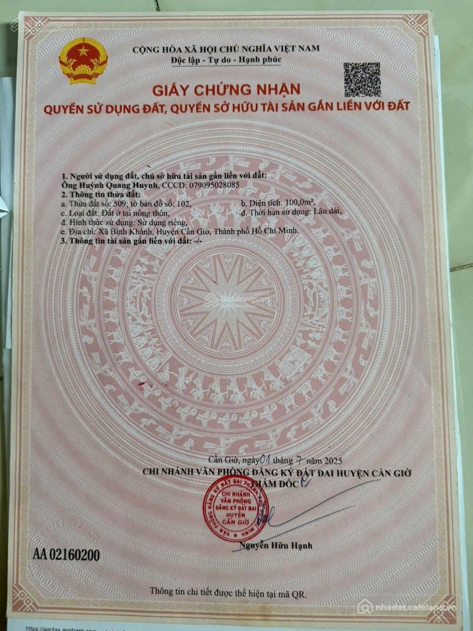 Bán đất thổ cư: Bán đất mặt tiền đường Rừng Sác Bình Khánh, Cần Giờ, LH 09181828