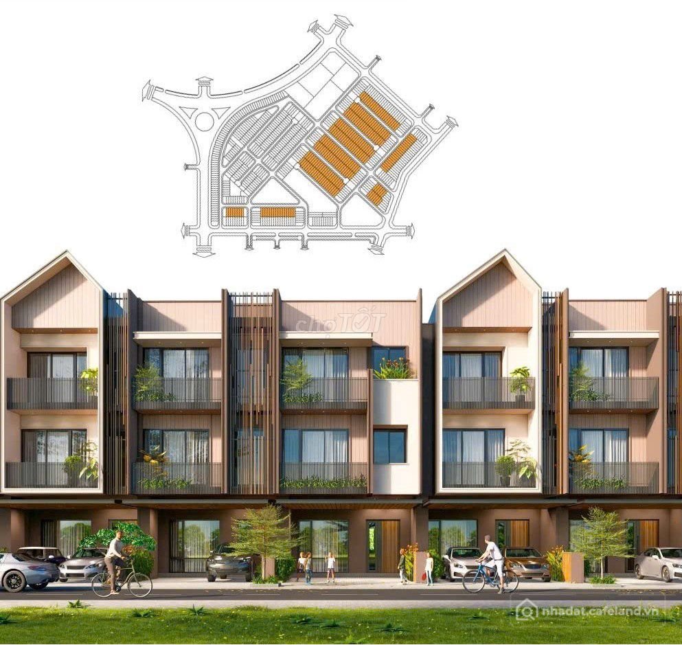 Bán nhà phố dự án: Nhà 3 tầng, đất 158m2, diện tích sàn xây dựng 297m2, giá 5,Xx