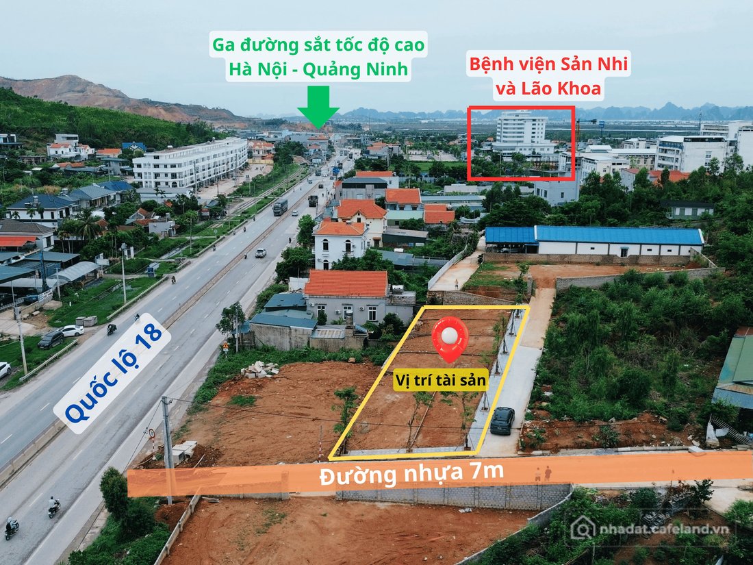 Bán đất thổ cư: Đất thổ cư mặt tiền quốc lộ 18 sát Vin Hạ Long Xanh giá chỉ 34 t