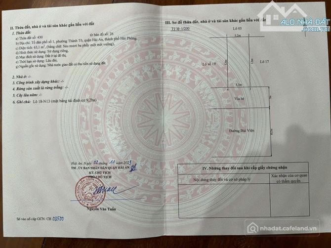 Bán đất thổ cư: Bán đất mặt đường Bùi Viện (TĐC 9,2ha) - giá rẻ giật mình - 84 t
