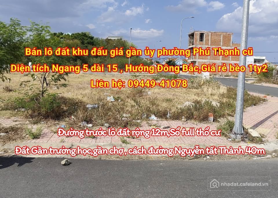 Bán đất thổ cư: Đất khu đấu giá Phú Thạnh, Tuy Hòa, Phú Yên - Sổ đỏ sẵn sàng