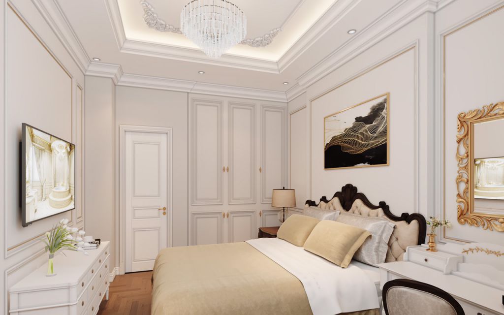 Phòng ngủ thứ ba cũng được sử dụng màu trắng đơn sắc toát lên nét thanh lịch và được trang bị đầy đủ các thiết bị hiện đại.
