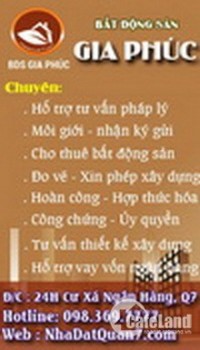 Chuyên dịch vụ: Mua Bán, Môi Giới, Ký Gửi, Đo Vẽ, Hoàn Công, Xây Dựng Q.7