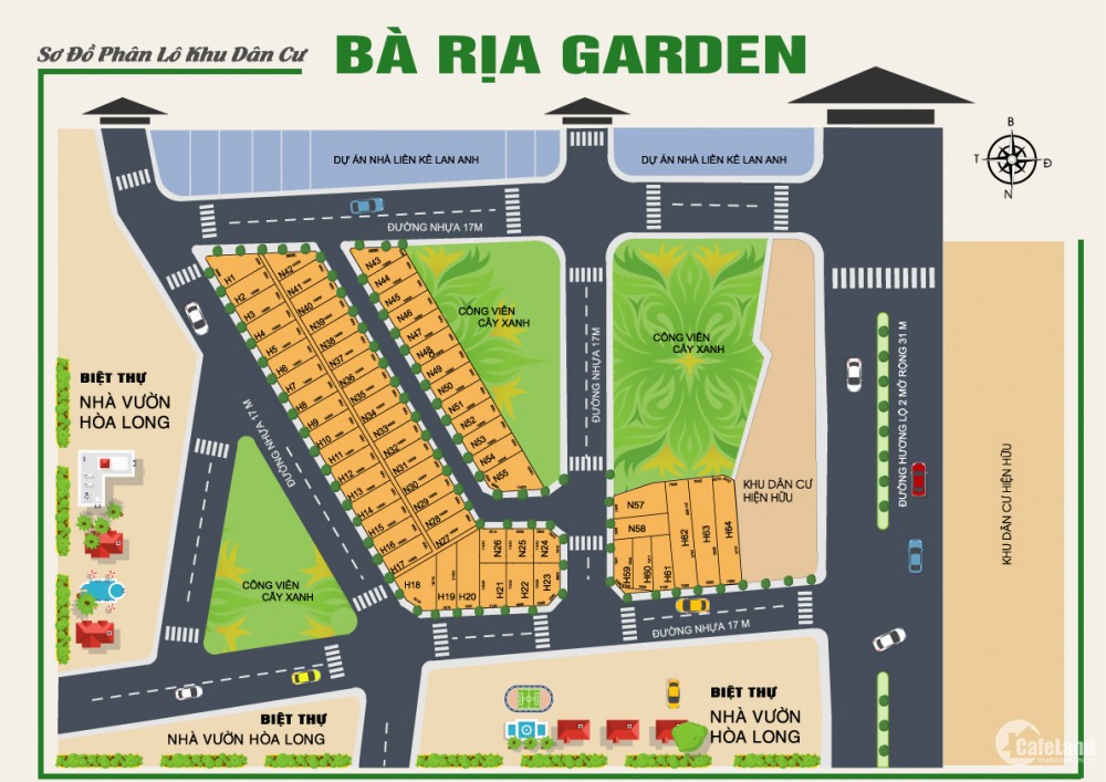 Đất nền trung tâm thành phố - Dự án Bà Rịa Garden - đất thổ cư 100% - SHR