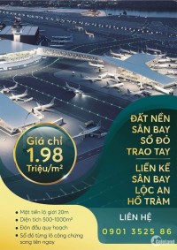 Đất liền kề sân bay Hồ Tràm, 2 triêu/m2, có sổ từng lô