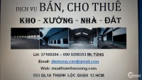 Cho thuê nhà xưởng 500~1000m2, T.Lộc, T.Xuân, An Phú Đông Quận 12
