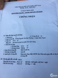 BÁN GẤP NHÀ : đường Nguyễn Văn Đậu. Phường 11, Quận Bình Thạnh. Diện tích 633m2.