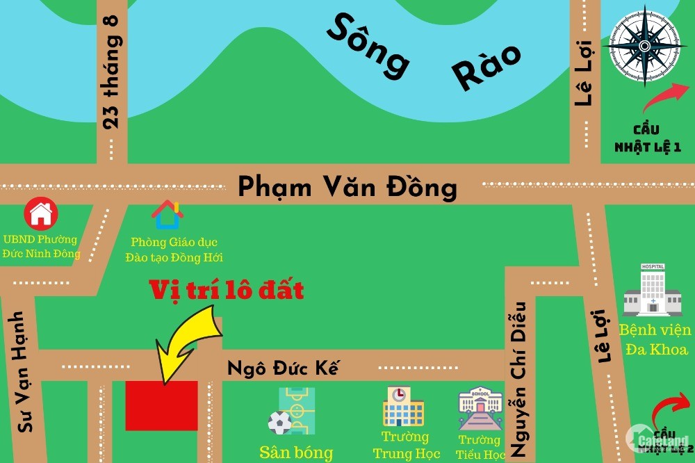 Bán lô đất trung tâm Phường Đức Ninh Đông, MT Ngô Đức Kế 940 triệu sổ đỏ sang tê