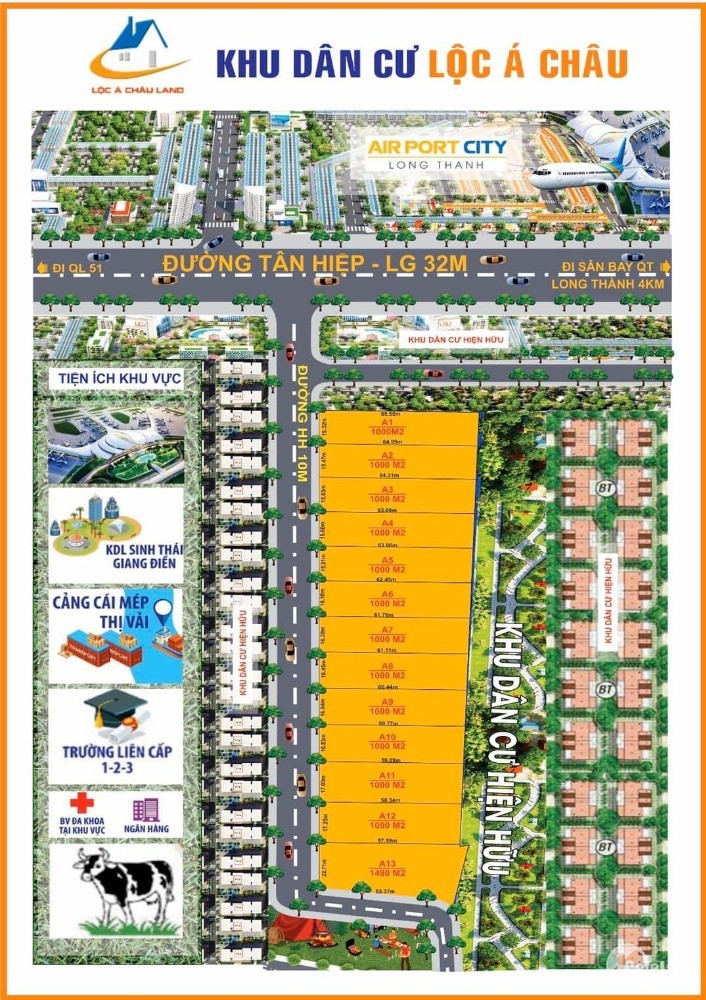 Bán đất nền dự án quận Long Thành - Đồng Nai giá 1.80 Tỷ sở hữu 1000m2 ĐÃ CÓ SỔ
