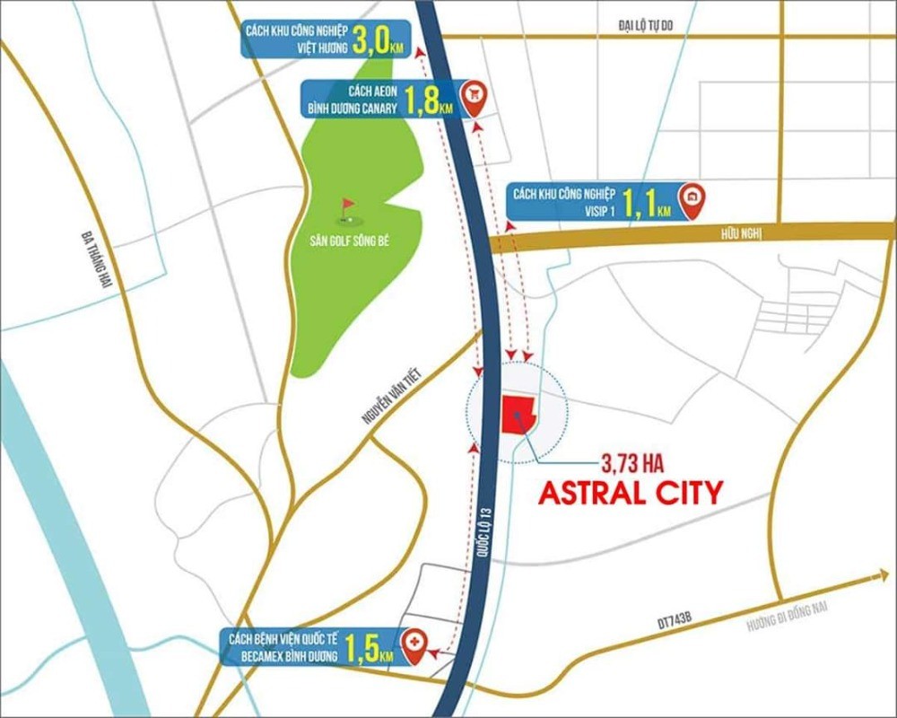 Dự án Astral City Bình Dương chỉ cần thanh toán 30% nhận ngay CH, giá 38tr/m2
